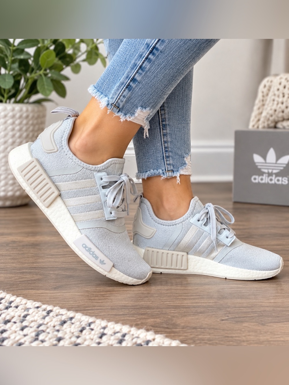 Adidas NMD_R1 Light Blue Gray Boost Sneakers Women’s Size 9